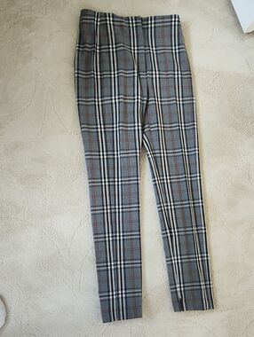 Gray Plaid Slim Trousers
